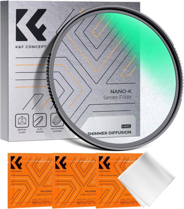 K&F Concept 49mm Shimmer Diffusion 1 Effect Filter Optical Glass 18 Multi-Coated Glimmer Glass Filter for Camera Lens with 3 Cleaning Cloth (K-Series)